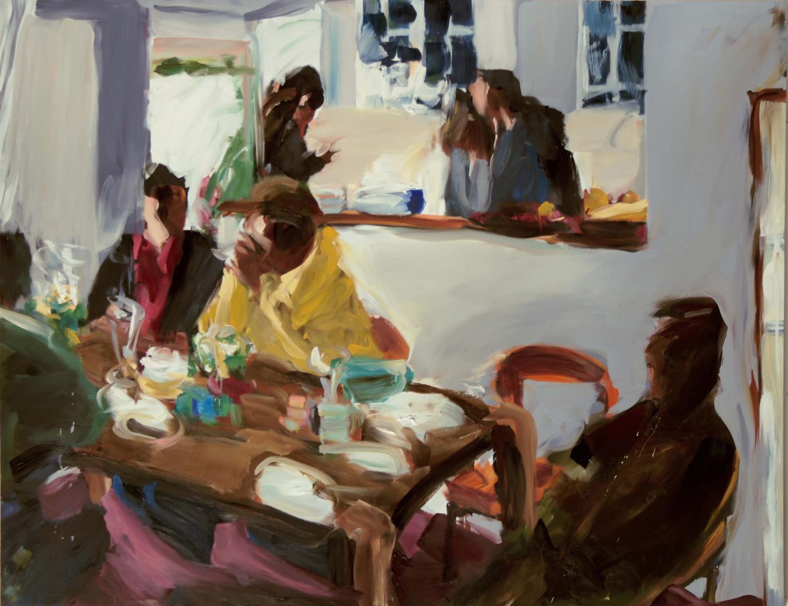 Alireza Varzandeh, frühstück bei bernd, 2009, Öl auf Leinwand, 180 cm x 230 cm, Preis auf Anfrage, vaa020kü
