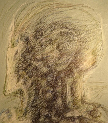 Emil Cimiotti, Kopf,1981, Kreiden und Farbstifte auf Fabriano, 72 cm x 58 cm, cie006de, Preis auf Anfrage, SüdWestGalerie