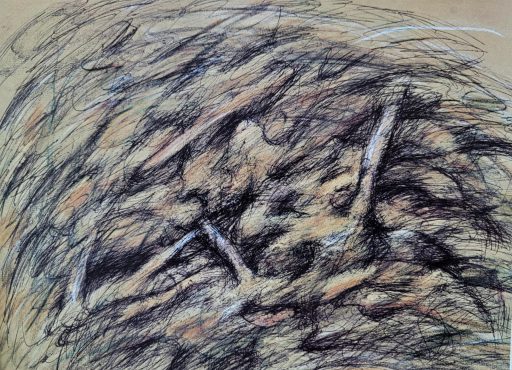 Emil Cimiotti, Landschaft Rignana-Folke, 1979, Bleistifte, Farbstifte, Deckweiss auf Fabriano, 31,8 cm x 42,8 cm, signiert verso, Preis auf Anfrage, Galerie Cyprian Brenner