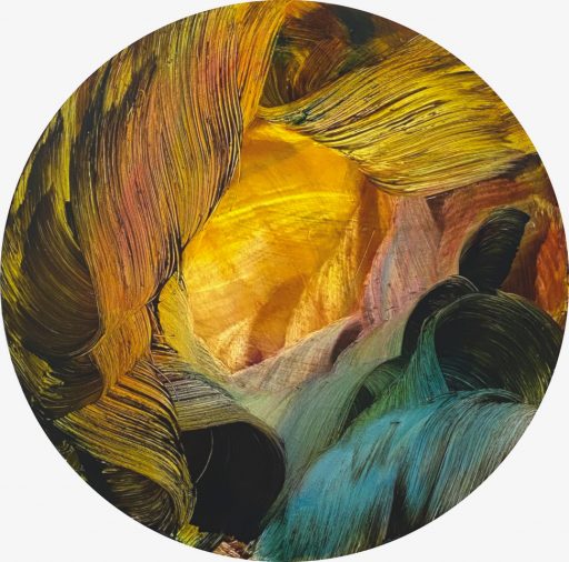Isa Dahl, Flowers 24hours (1), 2023, Öl auf Holz, 100 cm Durchmesser, Preis auf Anfrage, Galerie Cyprian Brenner