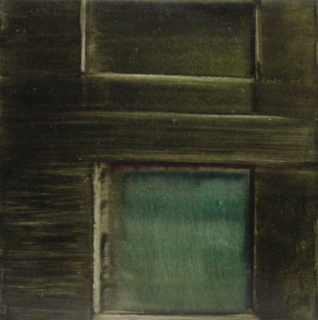 Isa Dahl, Fassade grün dunkel, 1996, Öl auf Leinwand, 100 cm x 100 cm, Preis auf Anfrage, SüdWestGalerie