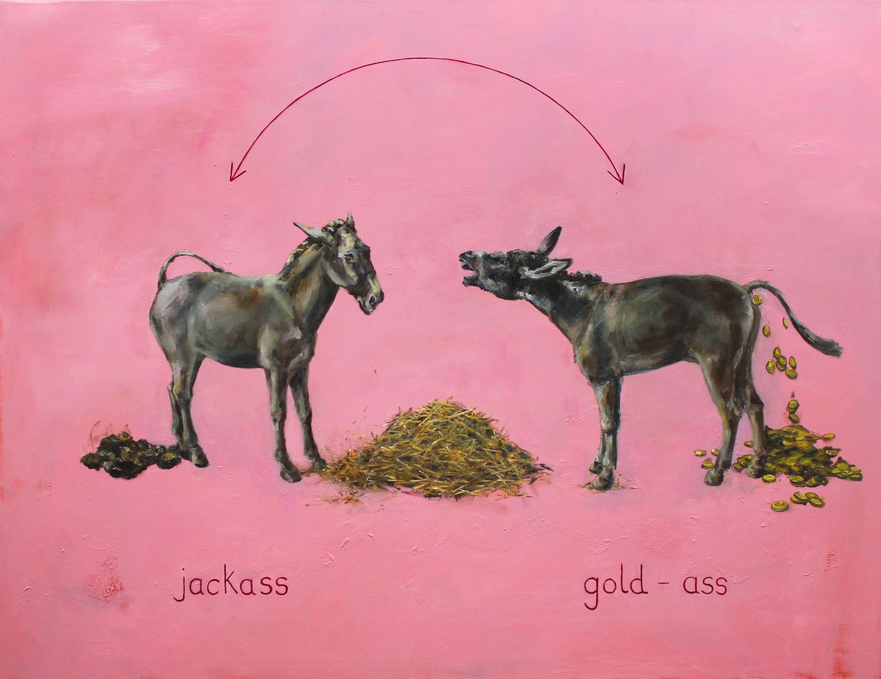 Karin Brosa, About Asses, 2015, Acryl / Öl auf Nessel, 100 cm x 130 cm, Preis auf Anfrage, SüdWestGalerie