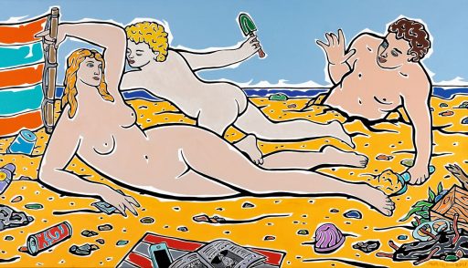 Moritz Götze, Strandspiele, 2021, Öl auf Leinwand, 80 cm x 140 cm, Preis auf Anfrage, Galerie Cyprian Brenner