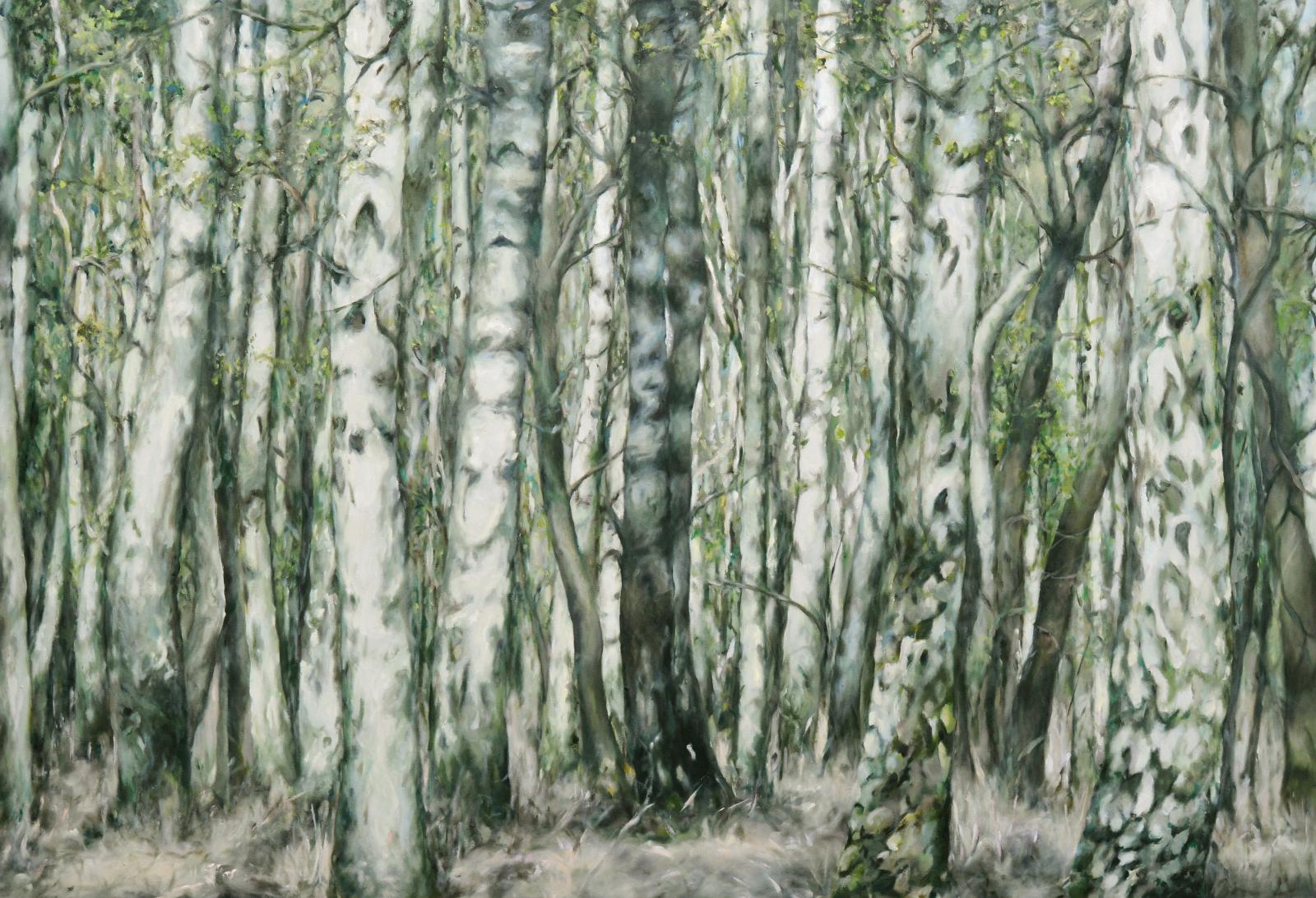 Franz Baumgartner, Birkenwald , 5.2018/10.2020, Öl auf Leinwand, 120 cm x 175 cm, - verkauft!