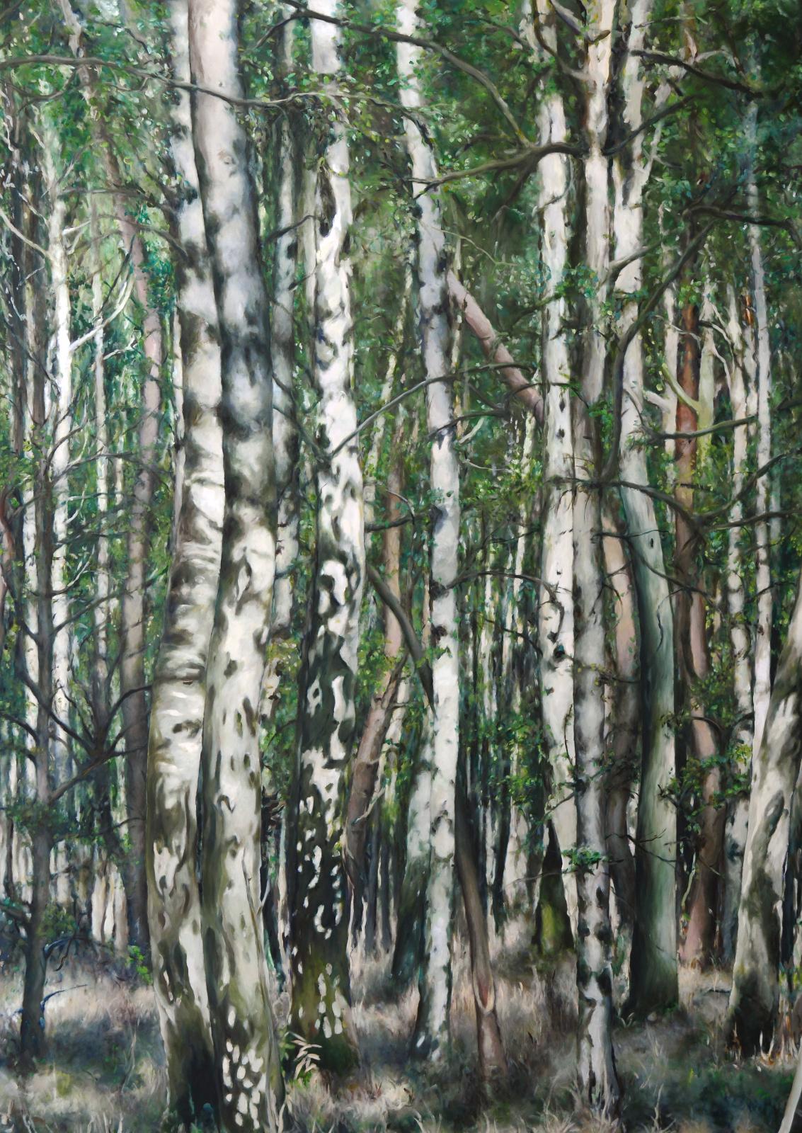 Franz Baumgartner, Birkenwald, 4.2020, Öl auf Leinwand, 350 cm x 250 cm, - verkauft!