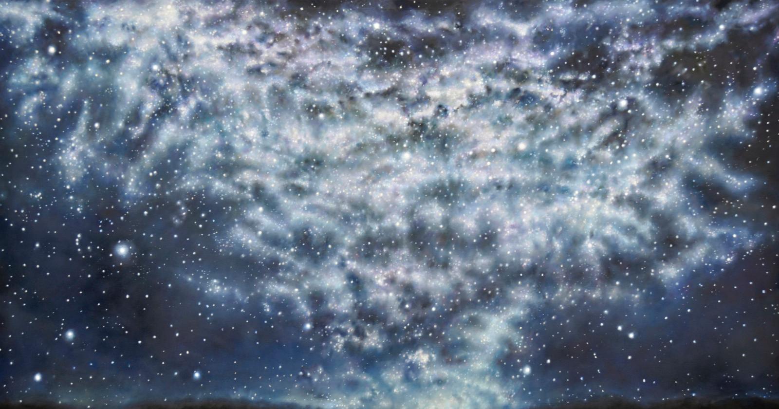 Franz Baumgartner, Sternenhimmel, 12.2018, Öl auf Leinwand, 159 cm x 300 cm, verkauft, Galerie Cyprian Brenner