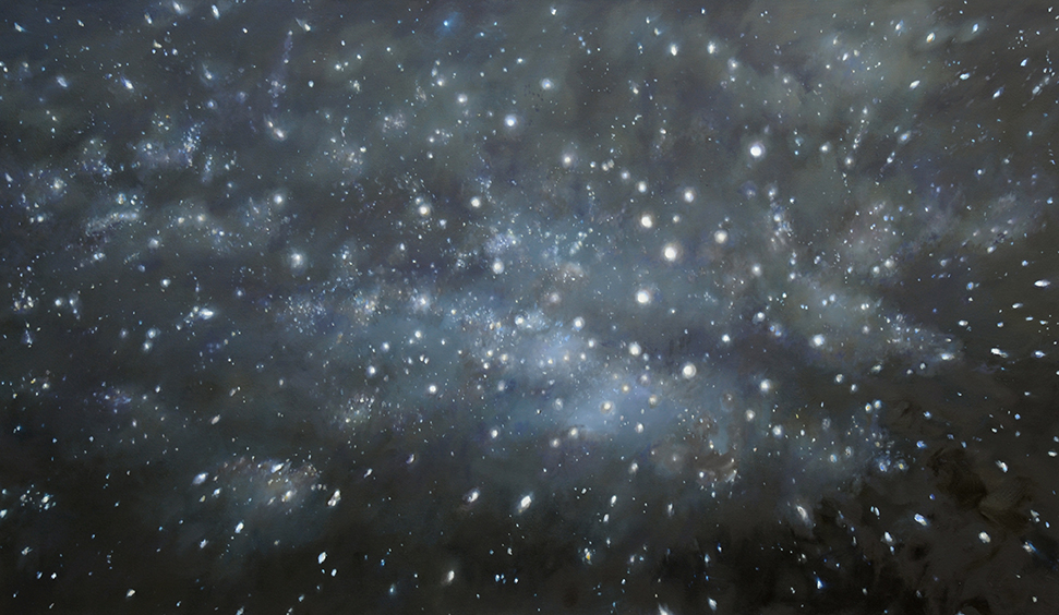 Franz Baumgartner, Sternenhimmel Mecklenburg, 2.2020, Öl auf Leinwan,140 cm x 240 cm, Preis auf Anfrage, Galerie Cyprian Brenner