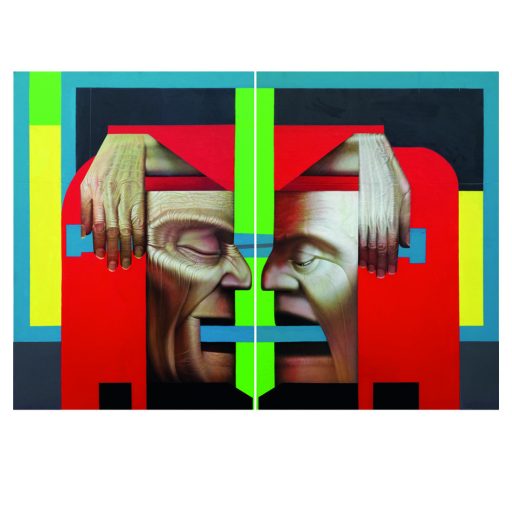 Peter König, Kain und Abel-Duma, 2017, Acryl auf Schaumstoffplatten, 120 x 120 cm, Preis auf Anfrage