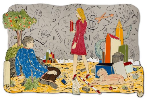 Moritz Götze, Das kleine Glück, 2020, 205 cm x 230 cm, Emaillemalerei, Preis auf Anfrage, Galerie Cyprian Brenner
