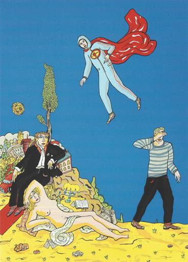 Moritz Götze , Die Erscheinung nach Thorvaldsen , 2005, Farbgrafik, 100 cm x 70 cm, Auflage 50, Preis auf Anfrage, göm017kü, Galerie Cyprian Brenner