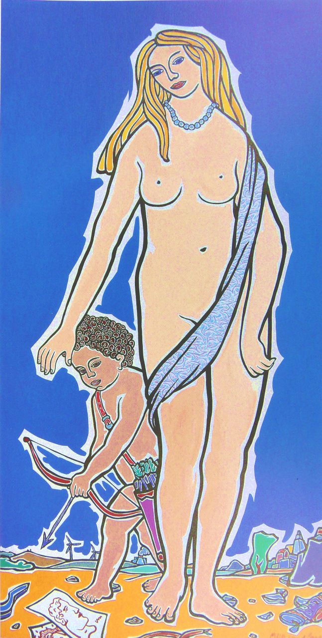 Moritz Götze, Venus und Amor nach Cranach, 2012, Öl auf Leinwand, 200 cm x 100 cm, Preis auf Anfrage, göm034kü