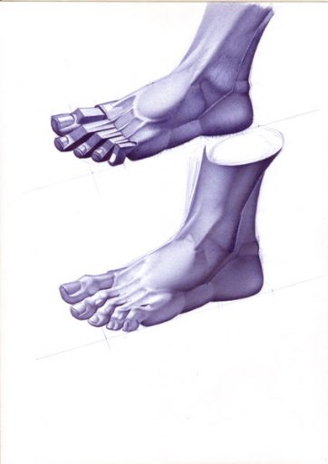 Peter König, Fussstudien, 1982-2002, Kugelschreiber auf Papier, 29,7 cm x 21 cm, Buch Seite 73, Preis auf Anfrage, SüdWestGalerie