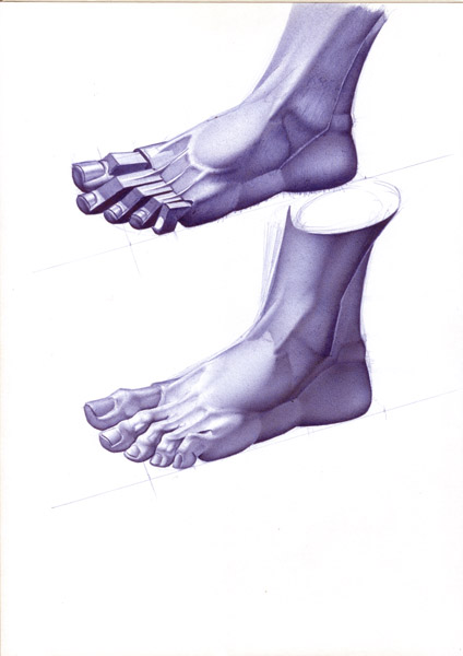 Peter König, Fussstudien, 1982-2002, Kugelschreiber auf Papier, 29,7 cm x 21 cm, Buch Seite 73, Preis auf Anfrage, SüdWestGalerie