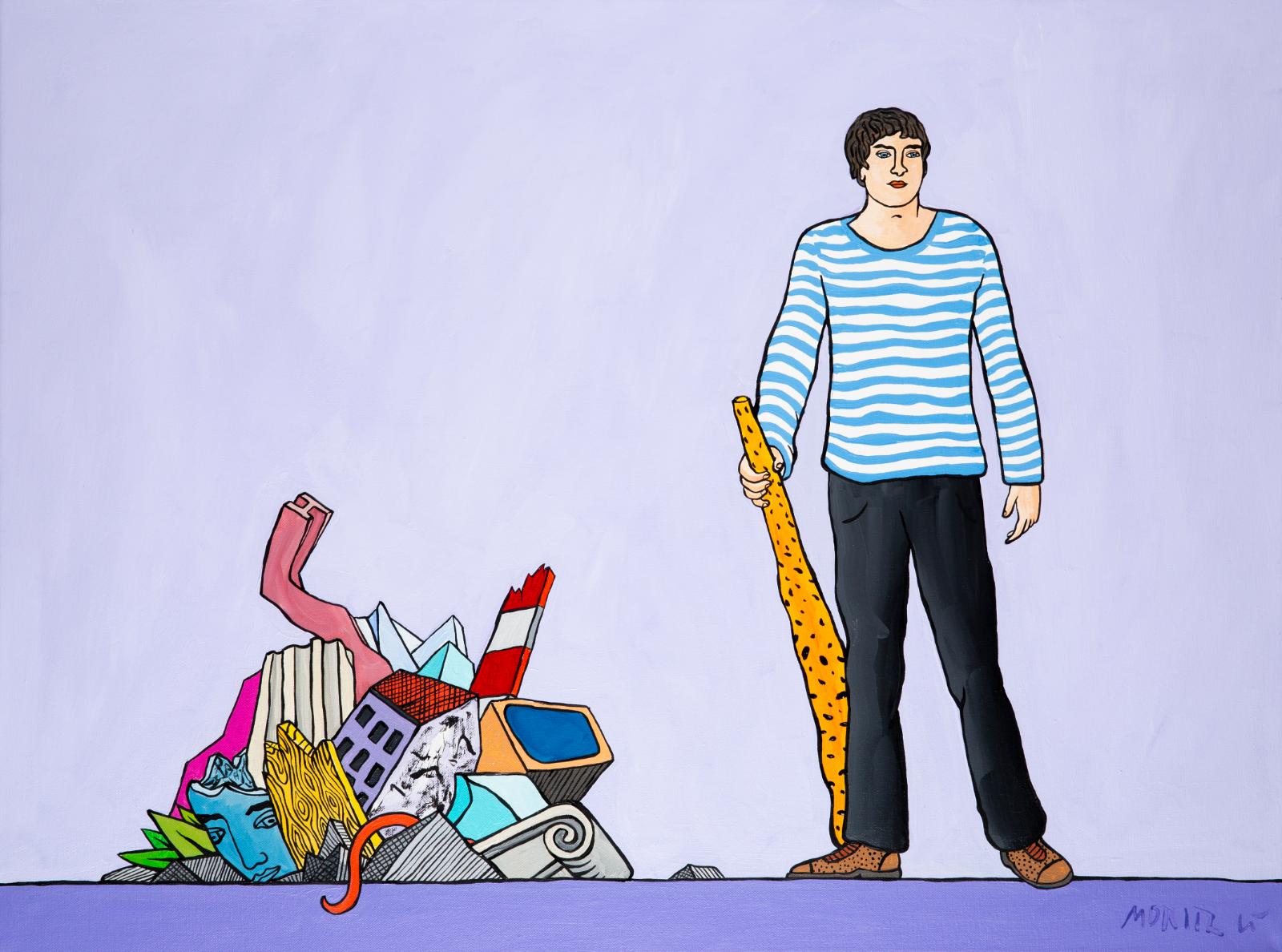 Moritz Götze, Selbst als Herkules, 2018/2019, Öl auf Leinwand, 60 cm x 80 cm, Preis auf Anfrage