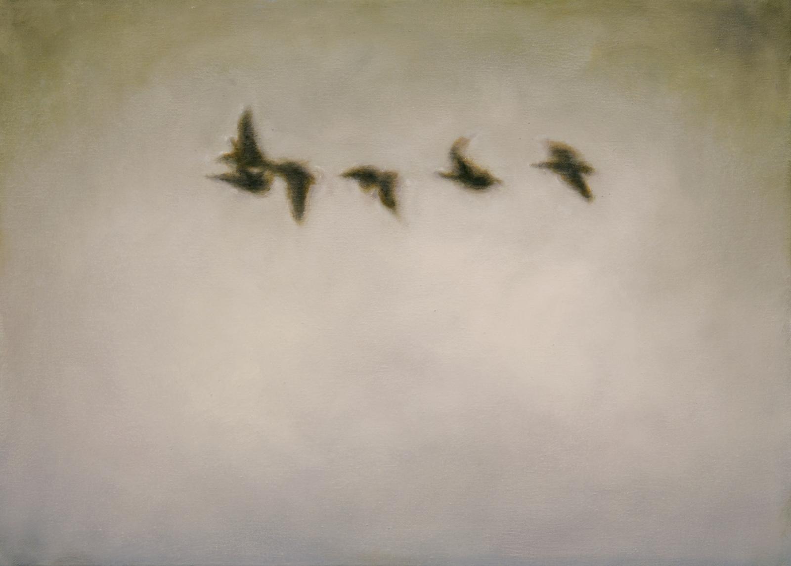 Franz Baumgartner, Zugvögel '84, 5.2023, Öl auf Leinwand, 38 cm x 53 cm, Preis auf Anfrage, Galerie Cyprian Brenner