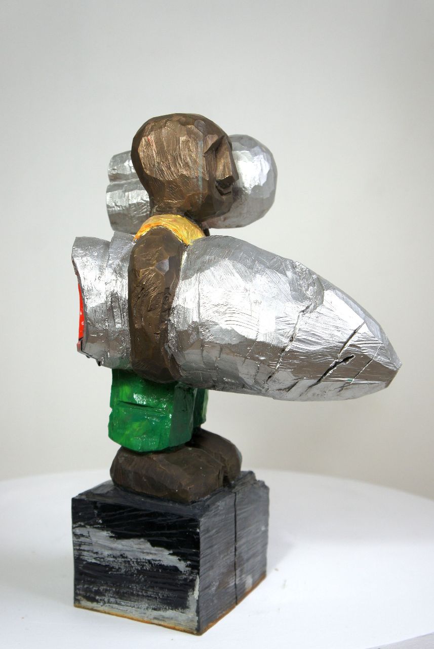 Daniel Wagenblast, Raketemannrakete, 2012, Bronze bemalt, Höhe 45 cm, Preis auf Anfrage