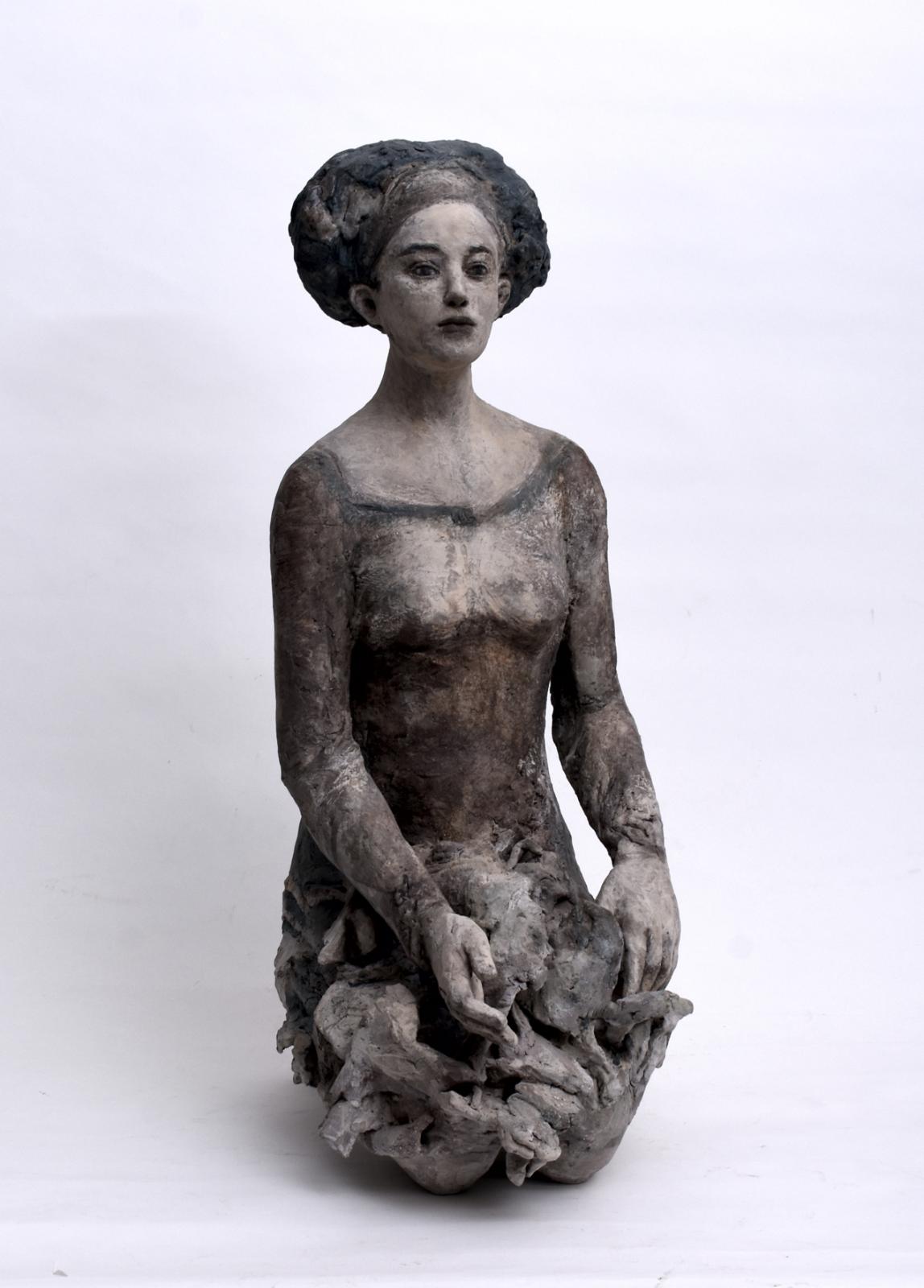 Silvia Siemes, Grosse Sitzende , 2019 , Terrakotta, gebrannt, Höhe: 87 cm,  sis031de