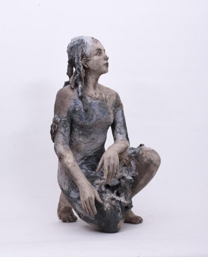 Silvia Siemes, Bleiben, Warten, 2019, Terrakotta, gebrannt, Höhe 83 cm , verkauft!