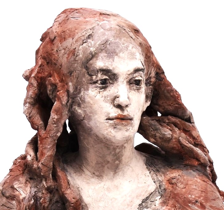 Silvia Siemes, Große Sitzende, 2021, Terrakotta gebrannt, Höhe 72 cm, Detail