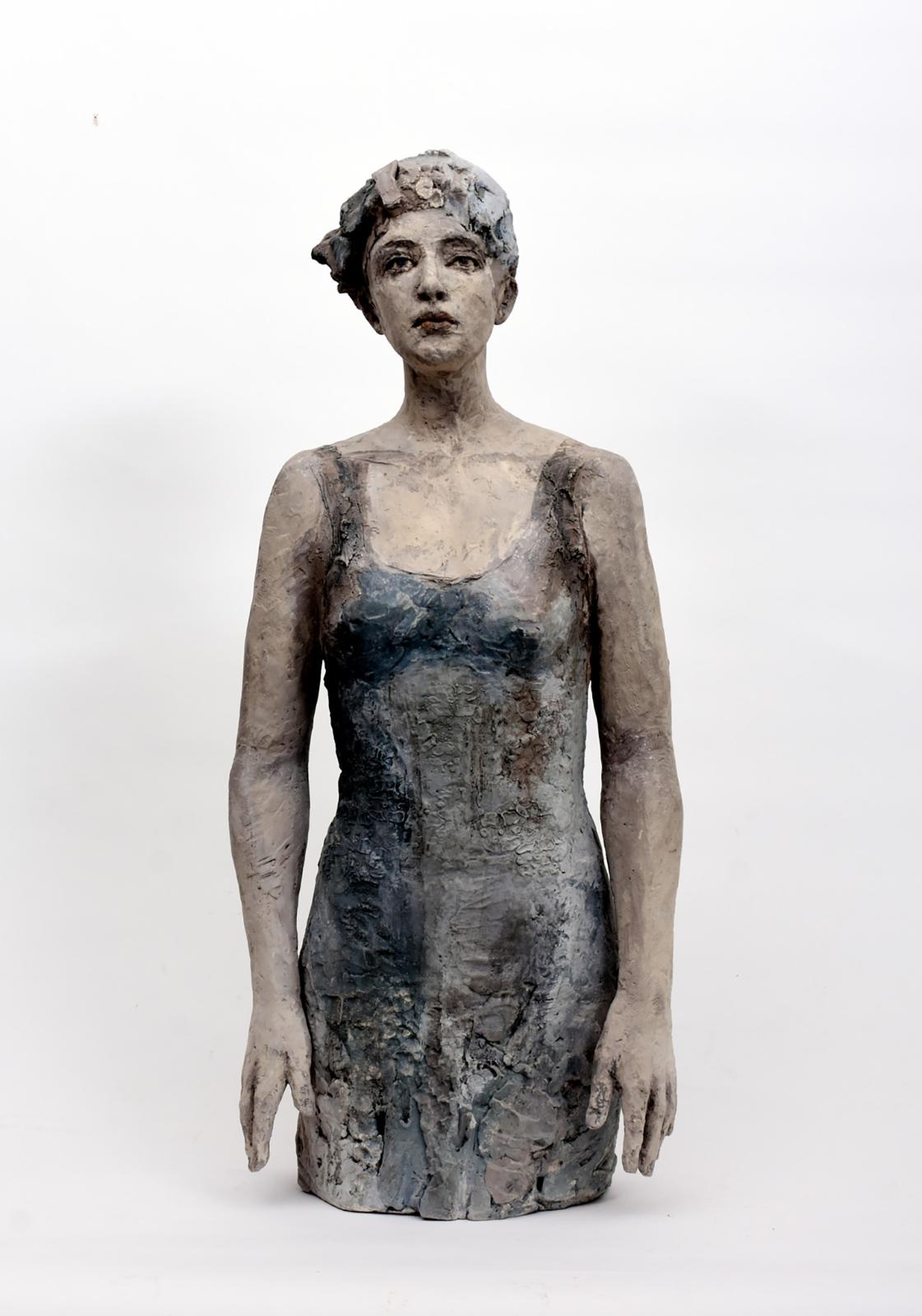 Silvia Siemes, Halbfigur, 2019, Terrakotta, gebrannt, Höhe 84 cm , verkauft!, sis014ve