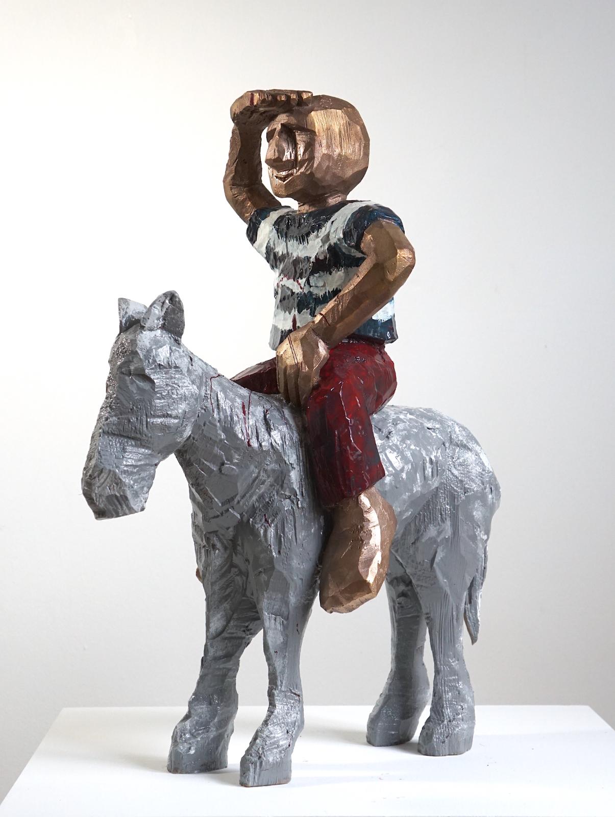 Daniel Wagenblast, reiter, 2020, Bronze bemalt, 50 x 40 x 20 cm, Preis auf Anfrage, Galerie Cyprian Brenner
