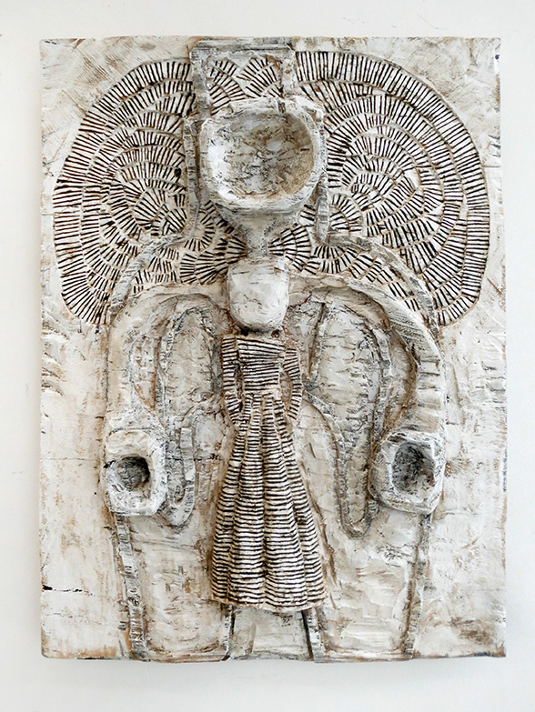 Klaus Hack, Gloriole, 2013, Holz, weiß gefasst,  89,5 cm x 66,5 cm x 9 cm