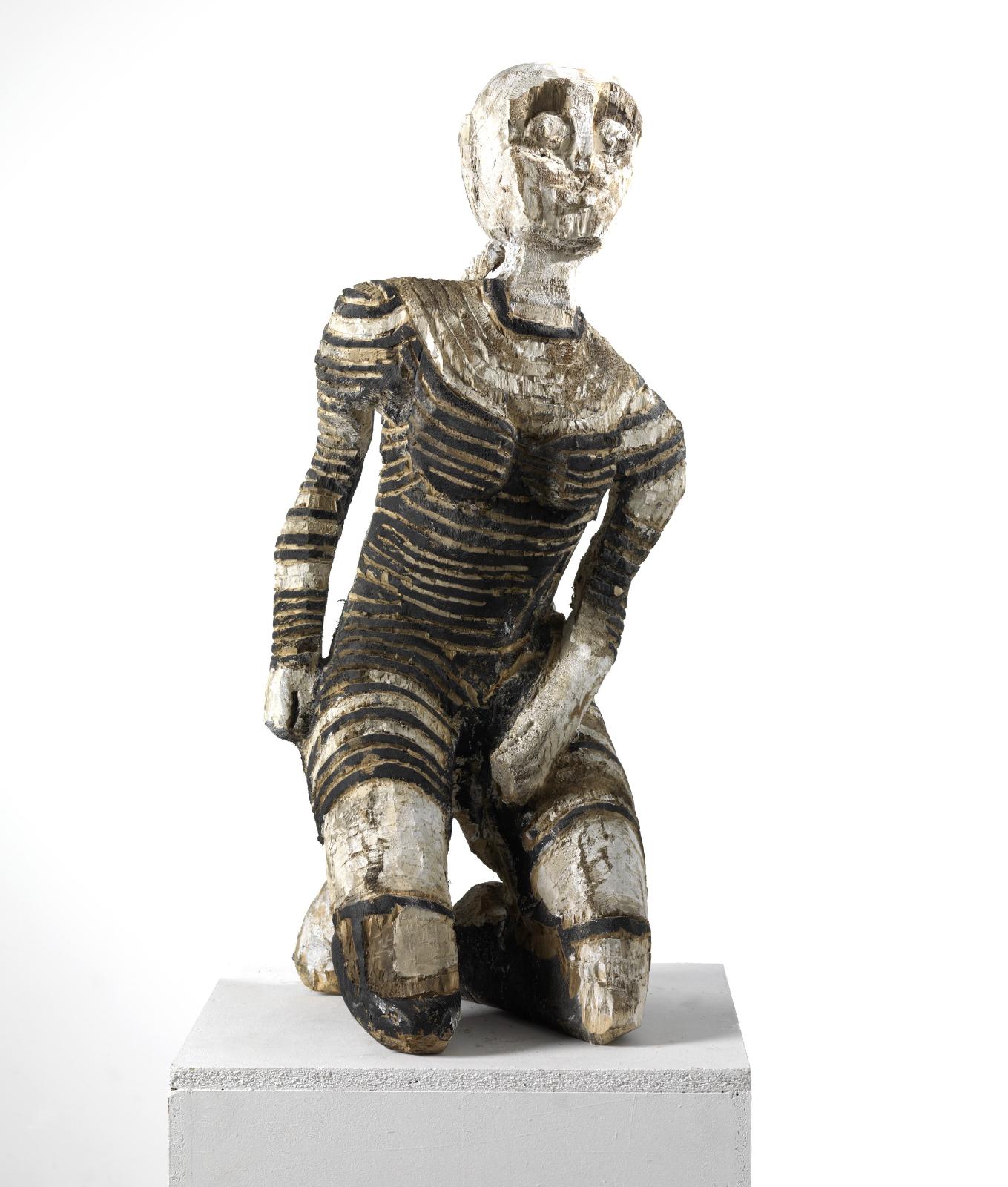 Klaus Hack, Knieende, 1989, 2008, Pappel, Farbe, 87,5 cm x 37 cm x 35 cm, Preis auf Anfrage, Galerie Cyprian Brenner