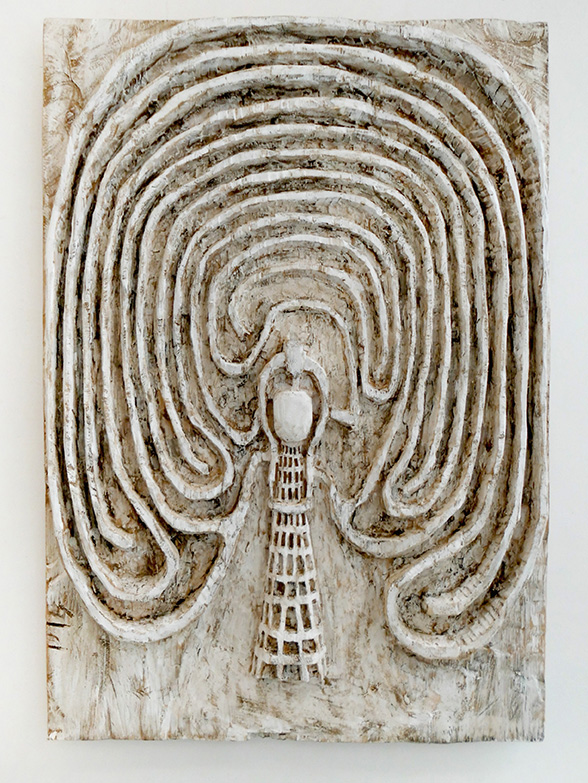 Klaus Hack, Labyrinth, 2014, Holz, weiß gefasst, 147 cm x 101,5 cm x 9 cm