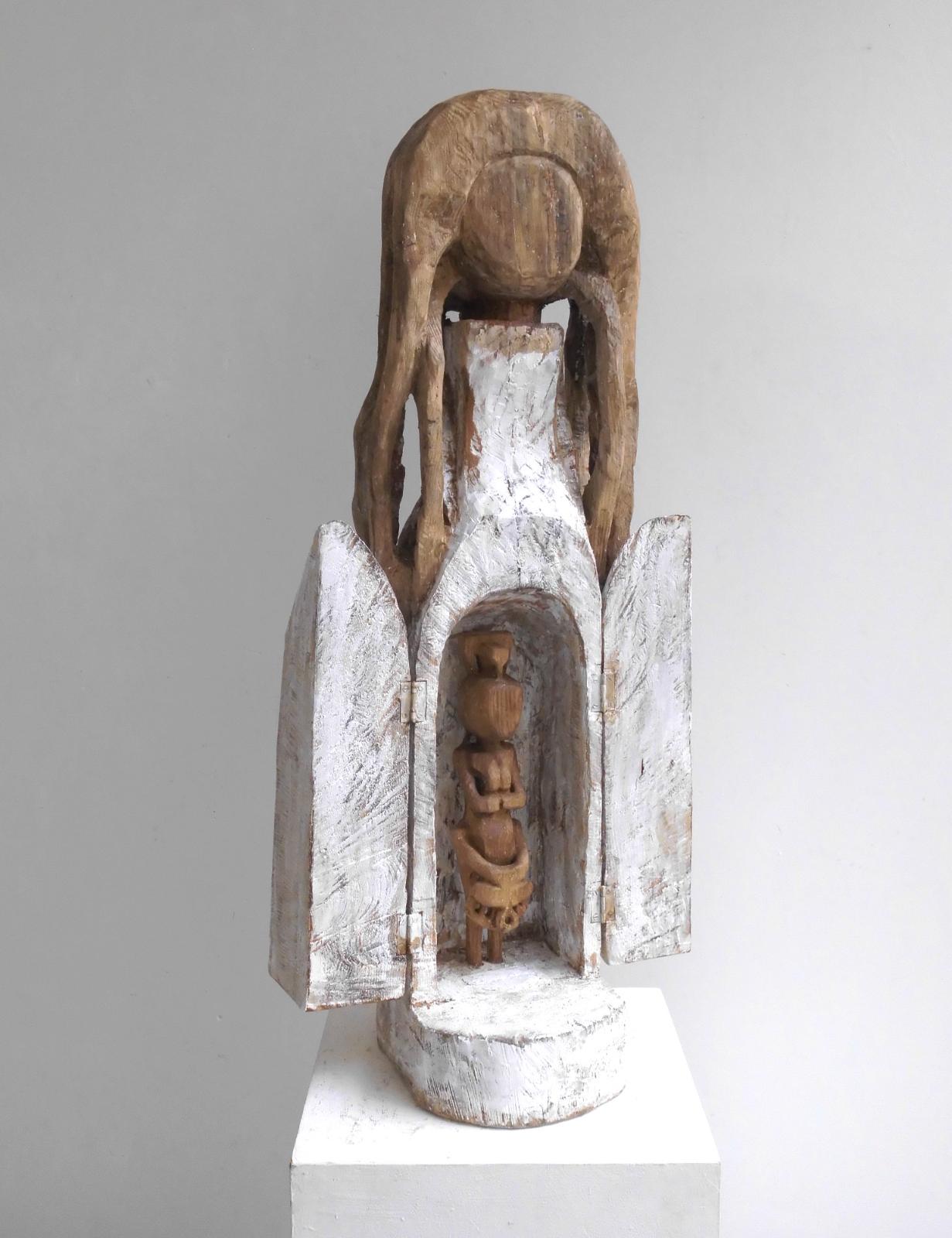 Klaus Hack, Madonnen - Altar, 2023, 2024, Eiche, teilweise weiss gefasst, geöffnet 102 cm x 29,5 cm x 44 cm, geschlossen, 102 cm x 29,5 cm x 30 cm, Preis auf Anfrage, Galerie Cyprian Brenner