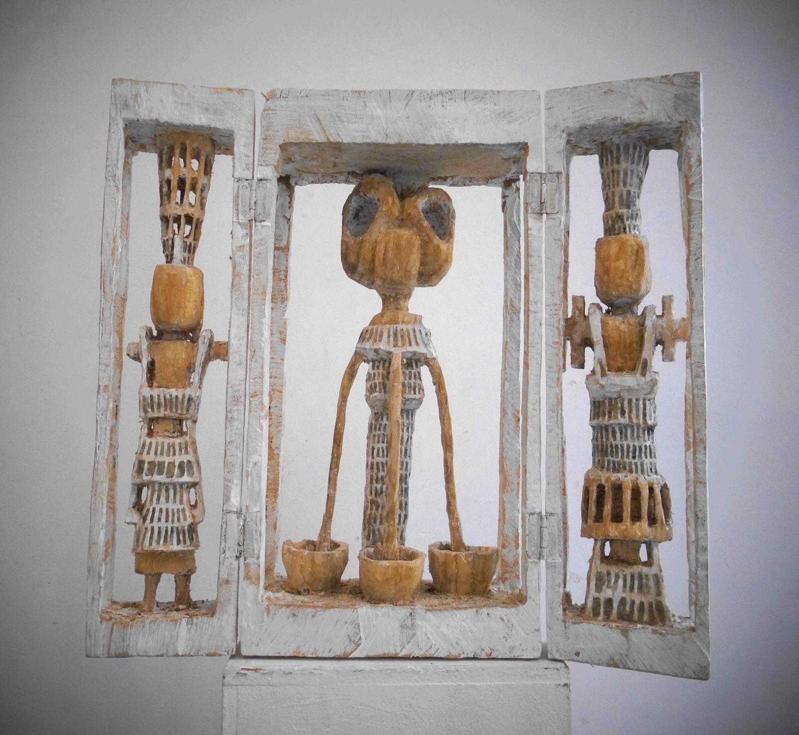 Klaus Hack, Brunnen - Altar, 2009, Pappel, teilweise weiss gefasst, aufgeschlagen 53,5 cm x54,5 cm x 12 cm, Preis auf Anfrage, Galerie Cyprian Brenner