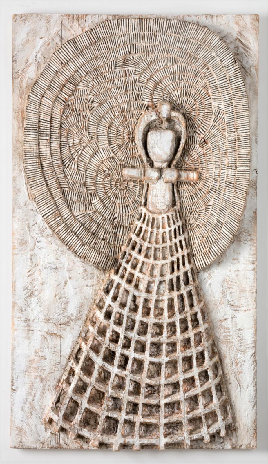 Klaus Hack, Gloriolen - Relief, 2007, Kiefer , weiß gefasst, 170 ,5 x 96,5 x 9 cm, VERKAUFT!, Galerie Cyprian Brenner