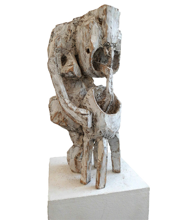 Klaus Hack, Orakel , 2007 , Holz, weiß gefasst , 55 cm x 23 cm x 21 cm