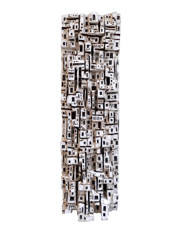Klaus Hack , Polis , 2016 , Relief, Holz, weiß gefasst , 91 cm x 26,5 cm x 10,5 cm, - verkauft!