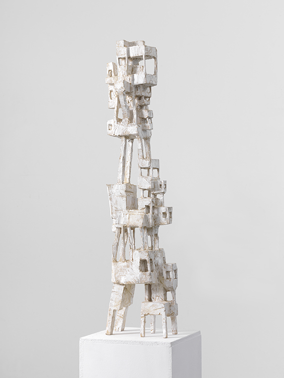 Klaus Hack Transparente Figur, 2006, Holz weiß gefasst, 124,5 cm x 32 cm x 22 cm