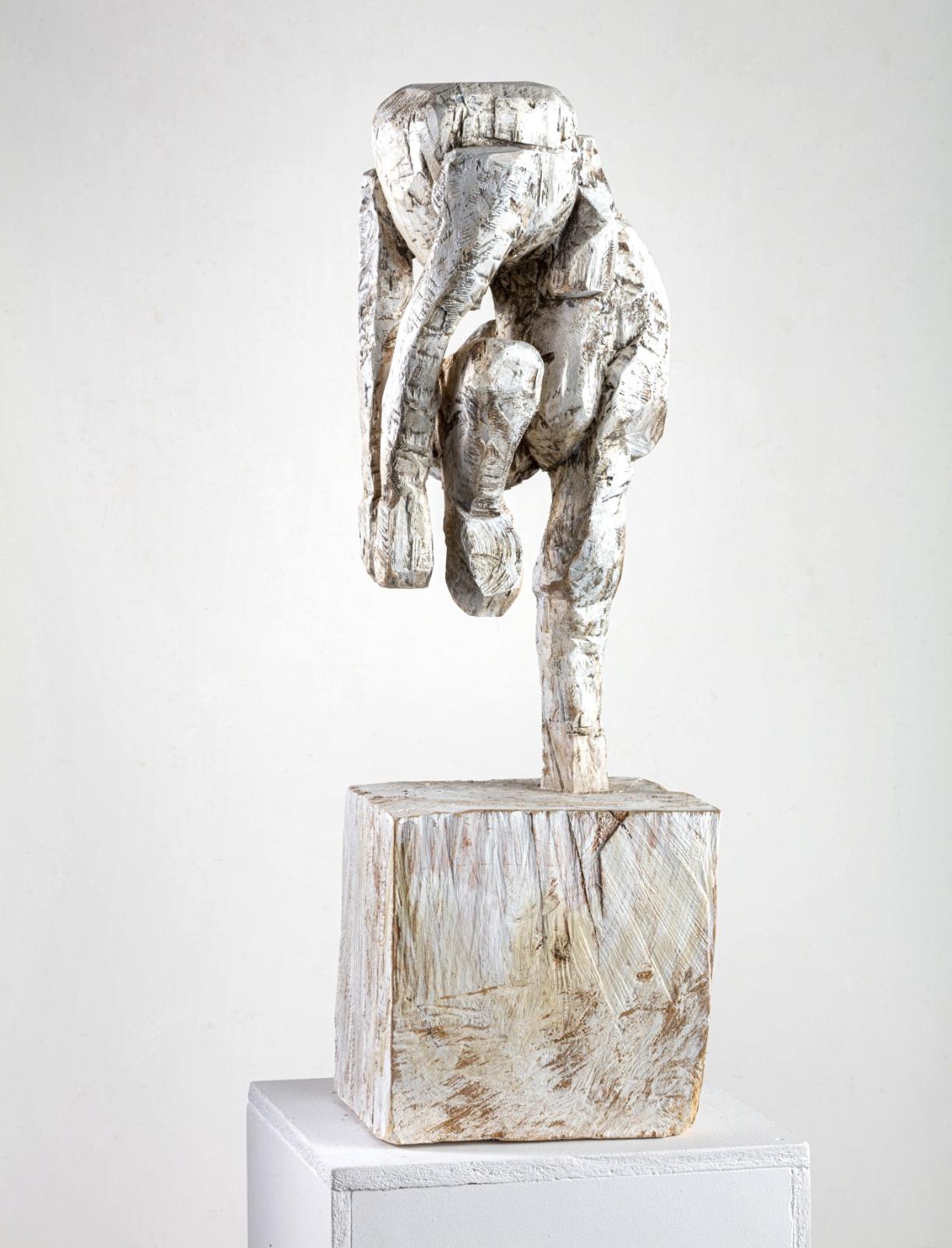 Klaus Hack, Tänzerin, 2015, Eiche, weiss gefasst, 89 cm x 27 cm x 28 cm, VERKAUFT!, Galerie Cyprian Brenner