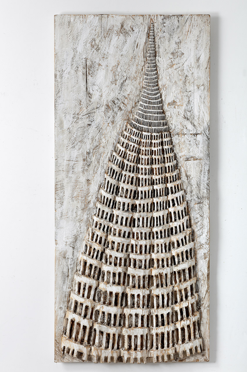 Klaus Hack, Babel, 2015, Holz weiß gefasst, 200 cm x 88,5 cm x 9 cm, Preis auf Anfrage
