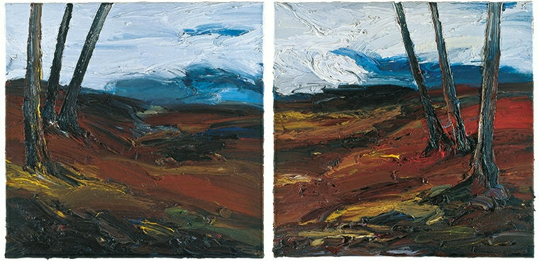 Harry Meyer, Foris...Wald (Dyptichon), Öl auf Leinwand, 70 cm x 141 cm, Preis auf Anfrage