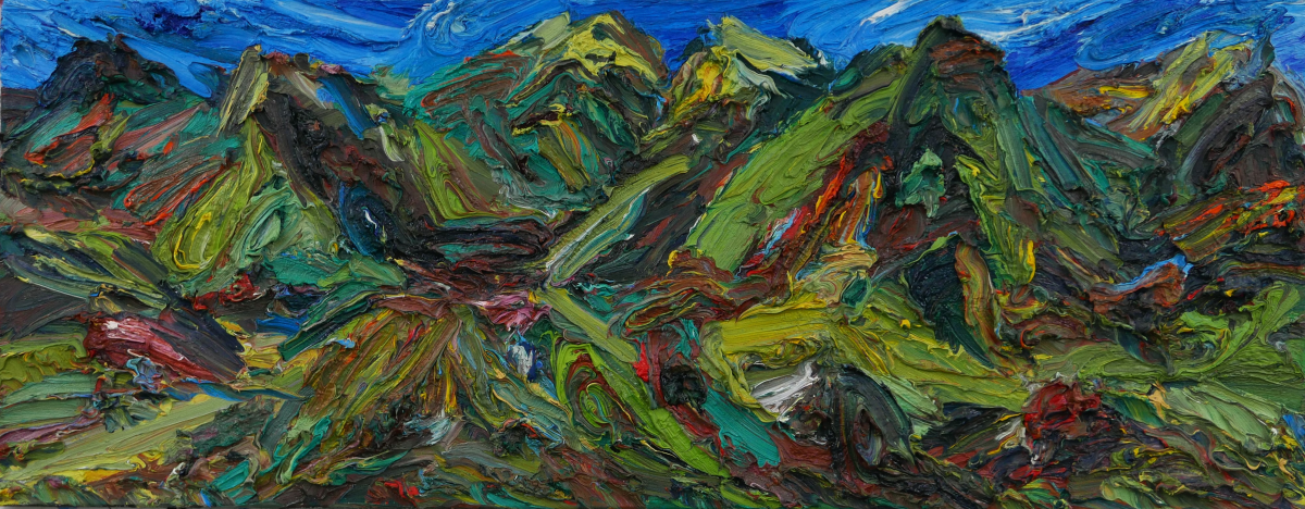 Harry Meyer, Berge , Öl auf Leinwand, 55 cm x 140 cm, Preis auf Anfrage