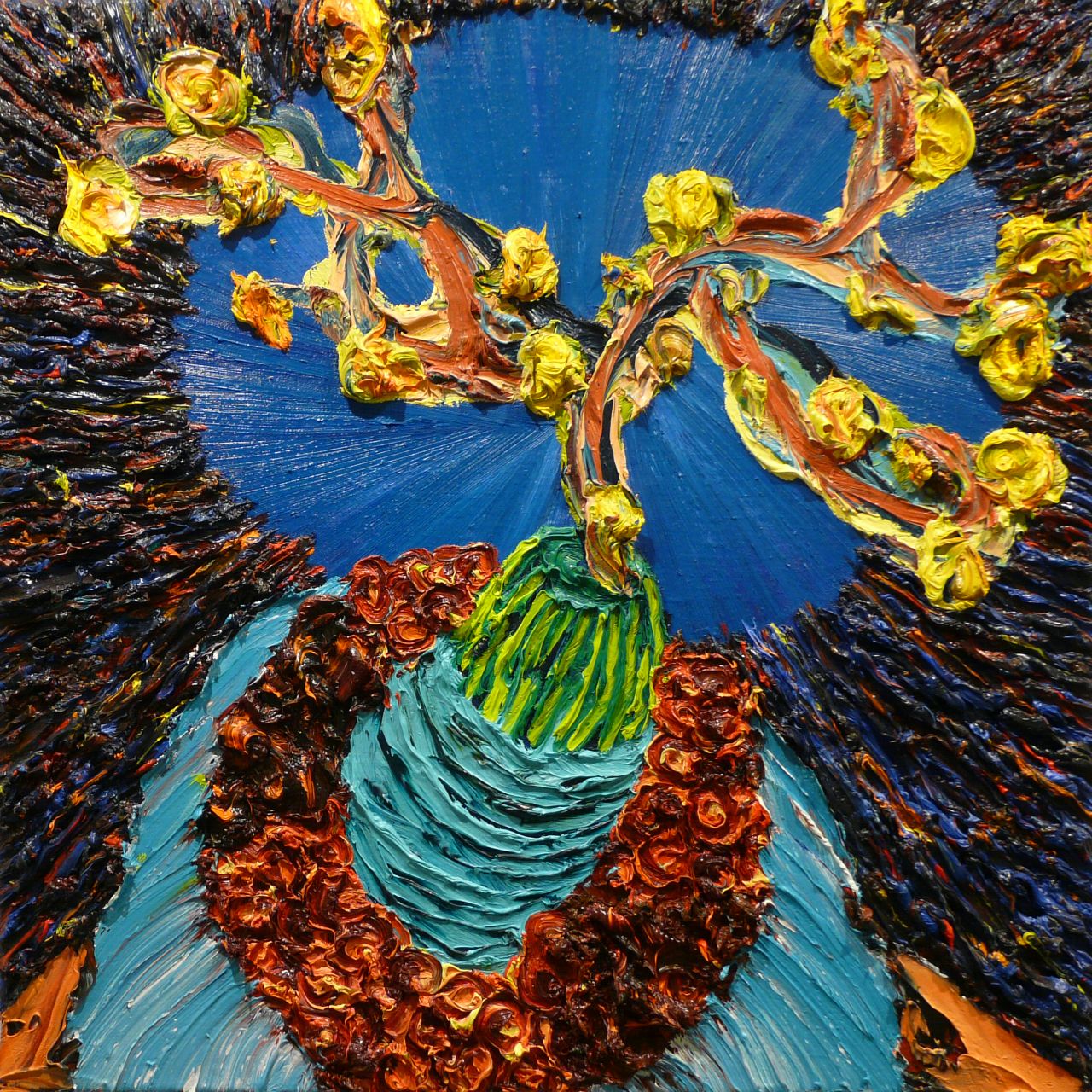 Harry Meyer, STILLES LEBEN Blumen, 2013, Öl auf Leinwand, 70 cm x 70 cm