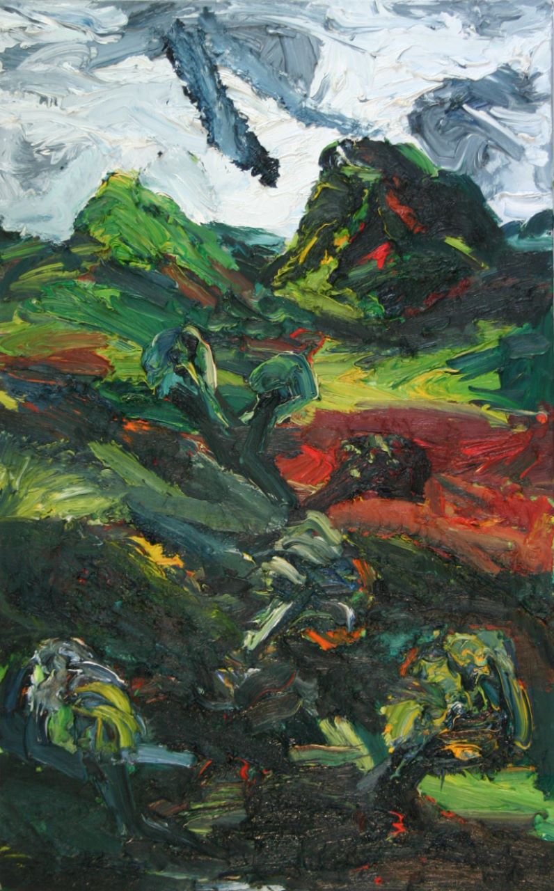 Harry Meyer, Streuobstwiese , 2004 , Öl auf Leinwand , 120 cm x 75 cm