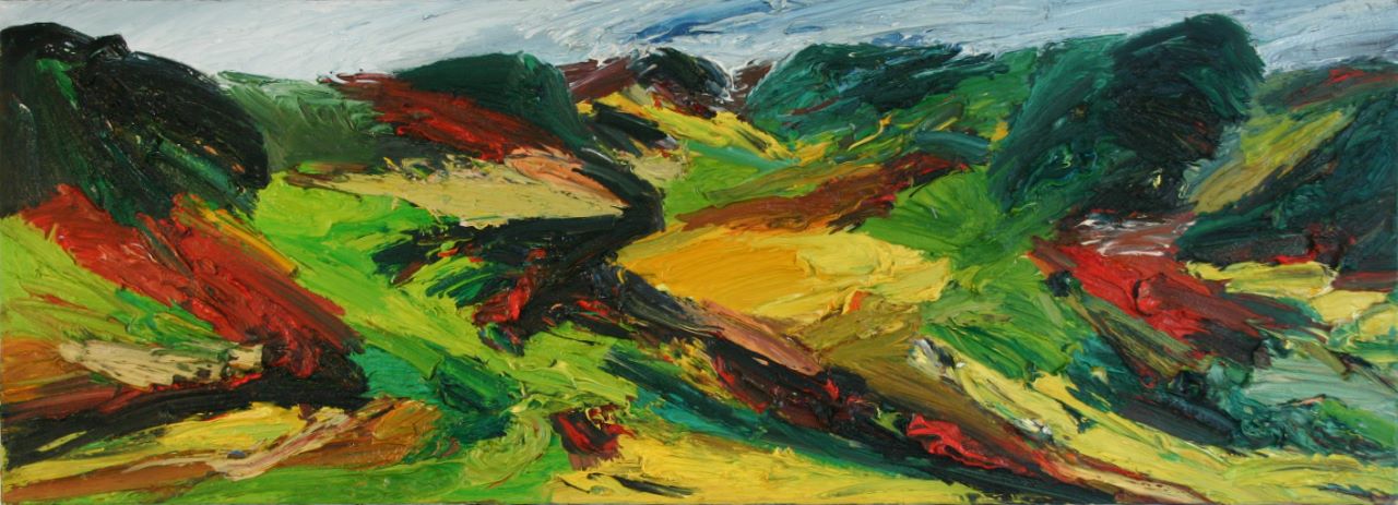 Harry Meyer , Tal , 2004 , Öl auf Leinwand , 65 cm x 180 cm