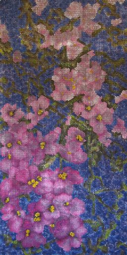 Jeanette Zippel, Kirschblüte, 2013, Hochdruck mit Tusche auf Papier, 212 cm x 114 cm, Preis auf Anfrage, SüdWestGalerie