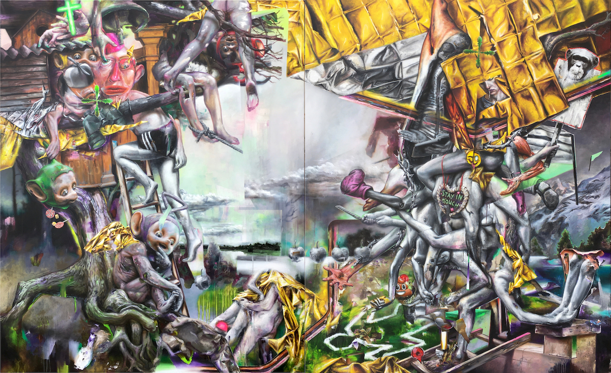 Robert Matthes, stay in touch, 2024, Acryl auf Nessel, 210 cm x 340 cm, Preis auf Anfrage, Galerie Cyprian Brenner