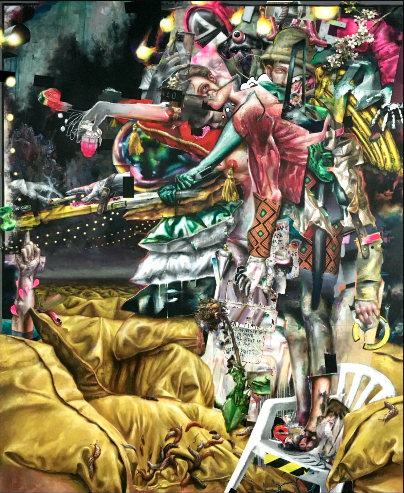 Robert Matthes, wake me up, 2024, Acryl auf Nessel, 220 cm x 180 cm, Preis auf Anfrage, Galerie Cyprian Brenner