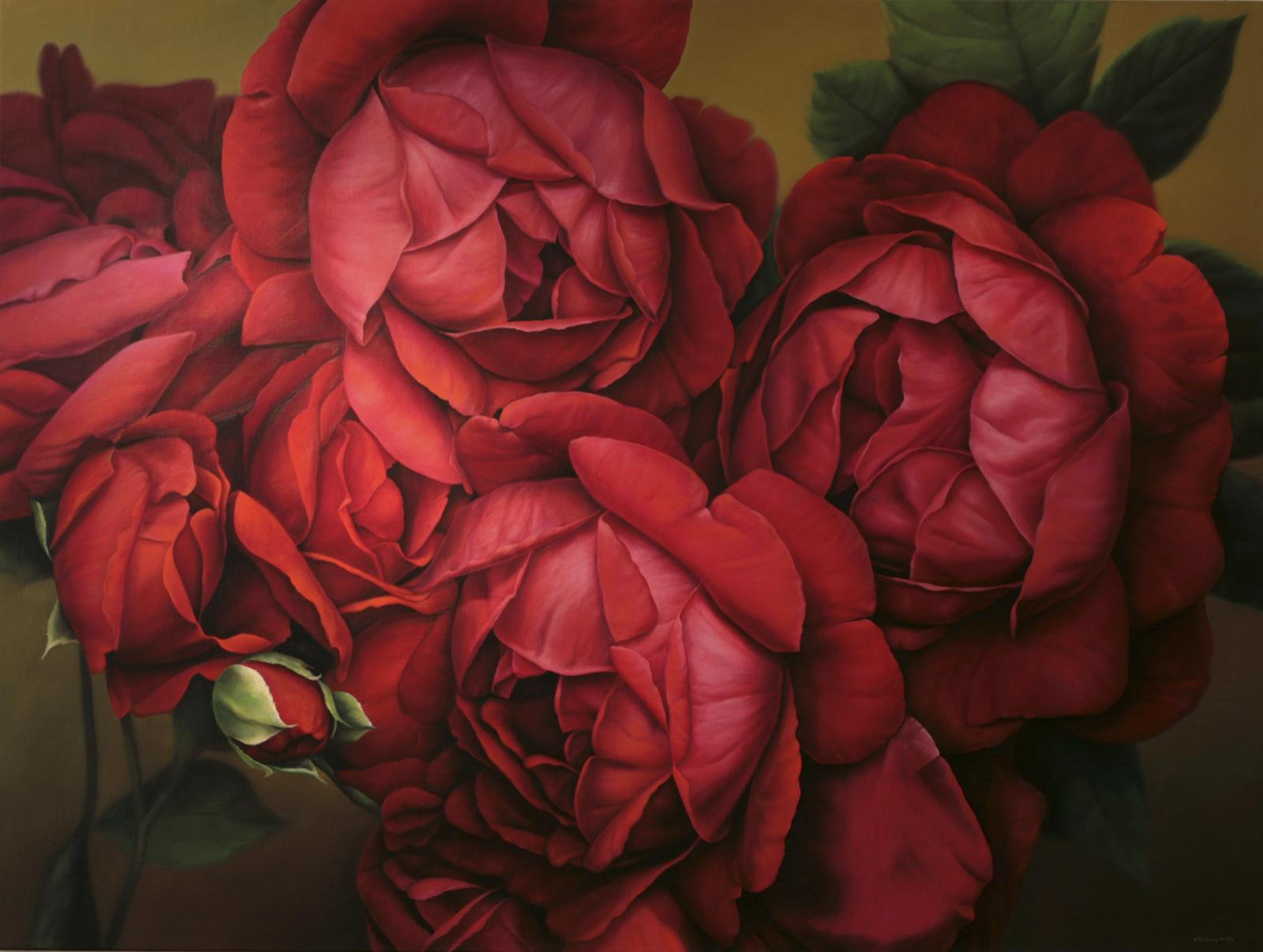 Hermann Försterling, Rote Rosen, Öl auf Leinwand, 150 x 200 cm, derzeit nicht verfügbar, Galerie Cyprian Brenner, föh003ko