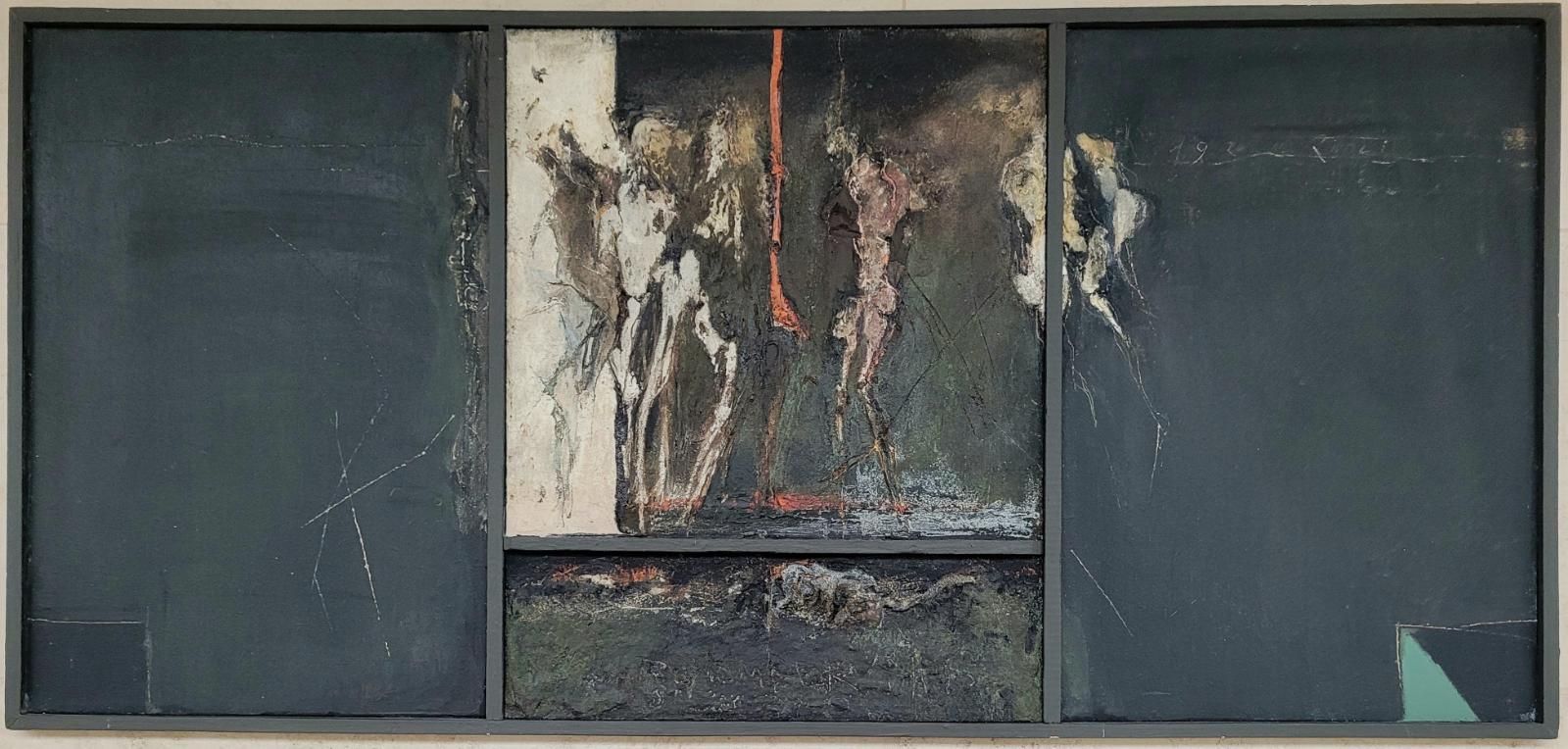 Rudolf Haegele, Dreiteiliges Bild Rivoli, 1974 1975, Mischtechnik auf Platte, 60 cm x 131 cm, Preis auf Anfrage, Galerie Cyprian Brenner