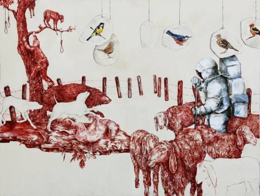 Karin Brosa, Wandertage, 2012, Acryl auf Leinwand, 140 cm x 185 cm, Preis auf Anfrage, brk015kü