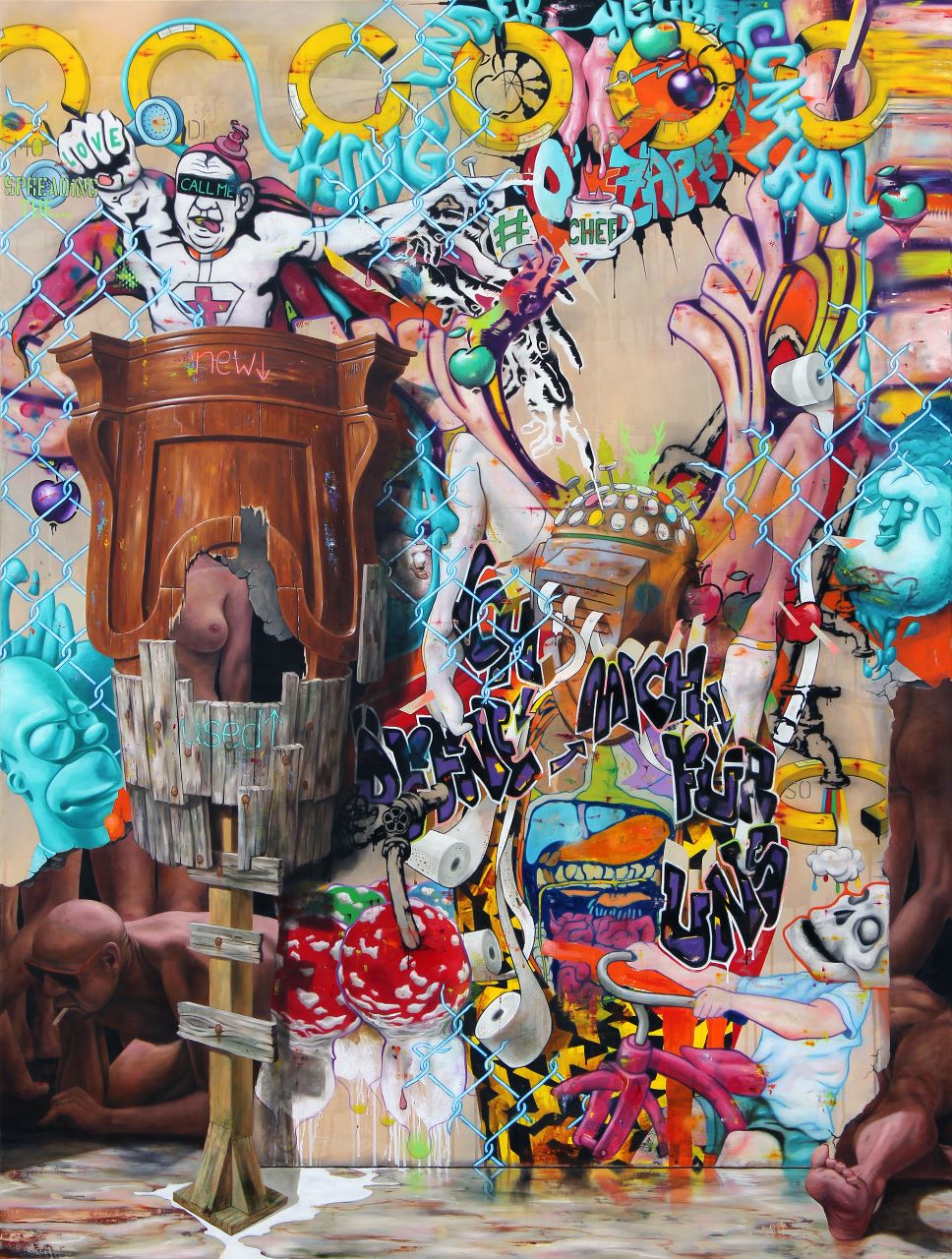 Robert Matthes, call me, 2015, Acryl/Öl/Lack auf Nessel, 200 cm x 150 cm, verkauft!, mar003kü