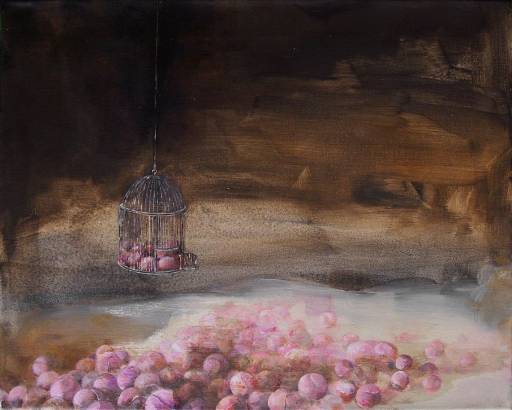 Karin Brosa, fliegen gelassen, 2010, Acryl auf Leinwand, 40 cm x 50 cm, Preis auf Anfrage, brk018ko