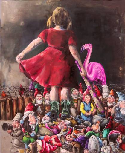 Karin Brosa, Hold on little Girl, 2015, Acryl/Öl auf Nessel, 160 cm x 130 cm, verkauft!,  brk001ve